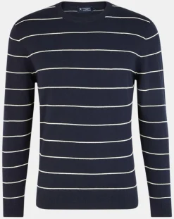 Best Hackett London Pull en Cachemire mélangé Marinière Classic bleu marine