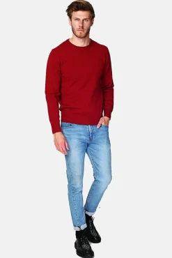 Homme C&Jo Pull en Cachemire mélangé ras de cou rouge