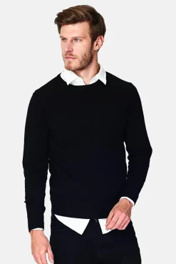 Homme C&Jo Pull en Cachemire mélangé ras de cou noir