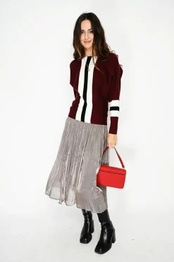 Outlet Assuili Pull en Cachemire mélangé ras du cou bordeaux