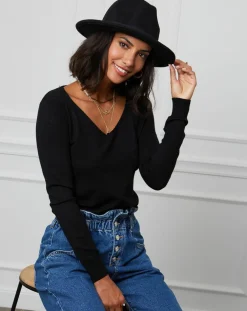 Femme Soft Cashmere Pull en Cachemire mélangé Romy noir