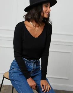 Femme Soft Cashmere Pull en Cachemire mélangé Romy noir