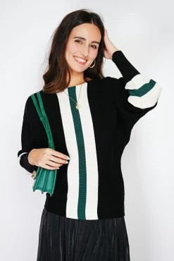 Femme Assuili Pull en Cachemire mélangé ras du cou noir