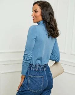 Femme Soft Cashmere Pull en Cachemire mélangé Soraya bleu