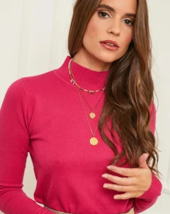 Femme Soft Cashmere Pull en Cachemire mélangé Senda fuchsia
