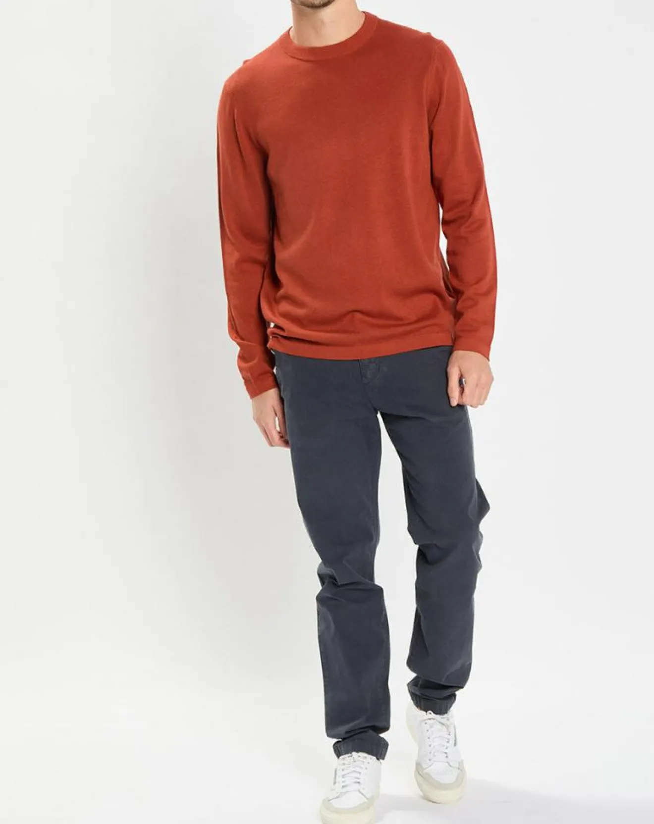 Homme Marc O'Polo Pull en Coton & Cachemire brique