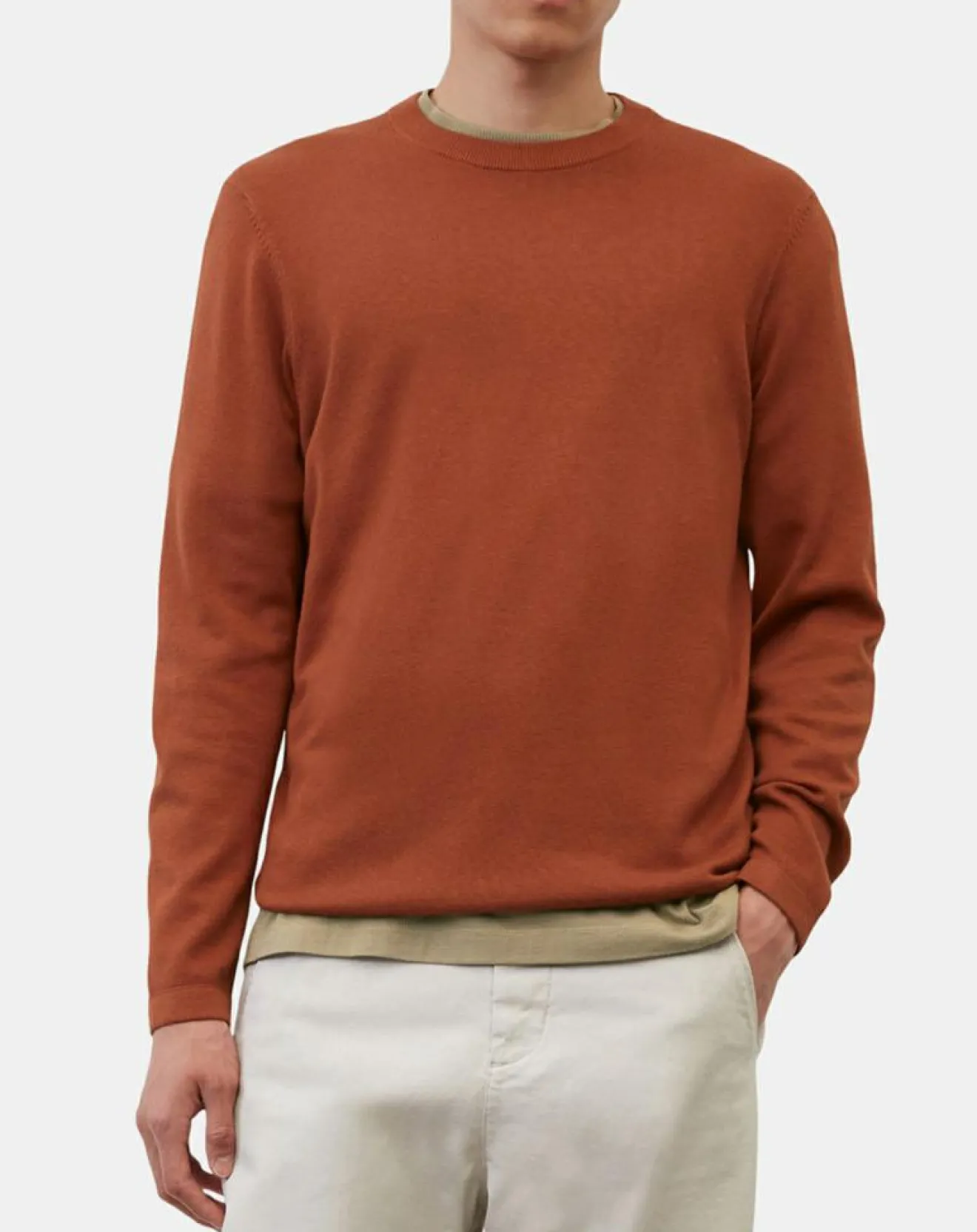 Homme Marc O'Polo Pull en Coton & Cachemire brique