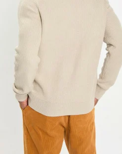 Homme Marc O'Polo Pull en Coton & Laine côtelé écru