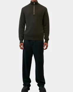 Homme Marc O'Polo Pull en Coton & Laine côtelé marron foncé