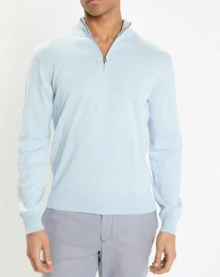 Homme Hackett London Pull en Coton & Soie col camionneur bleu moyen