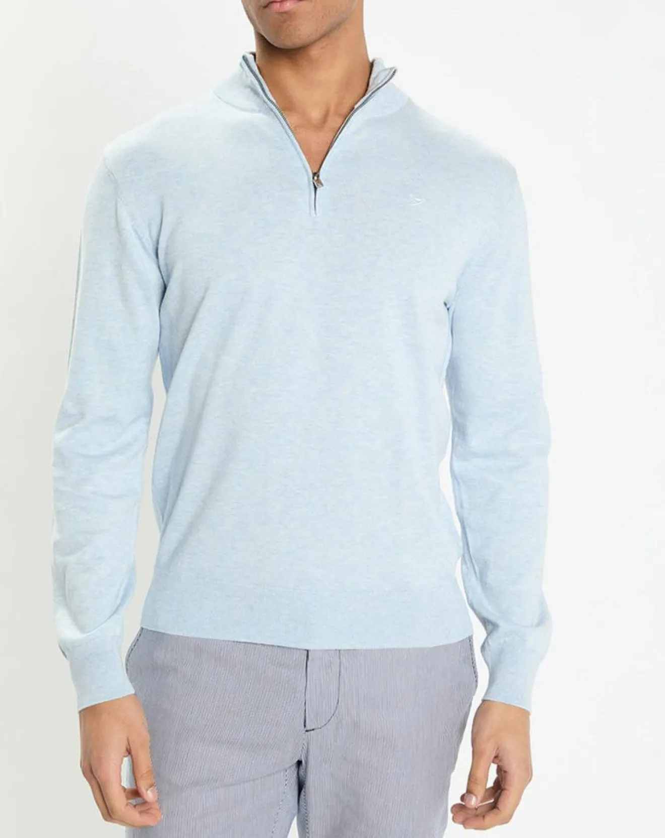 Homme Hackett London Pull en Coton & Soie col camionneur bleu moyen
