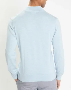 Homme Hackett London Pull en Coton & Soie col camionneur bleu moyen