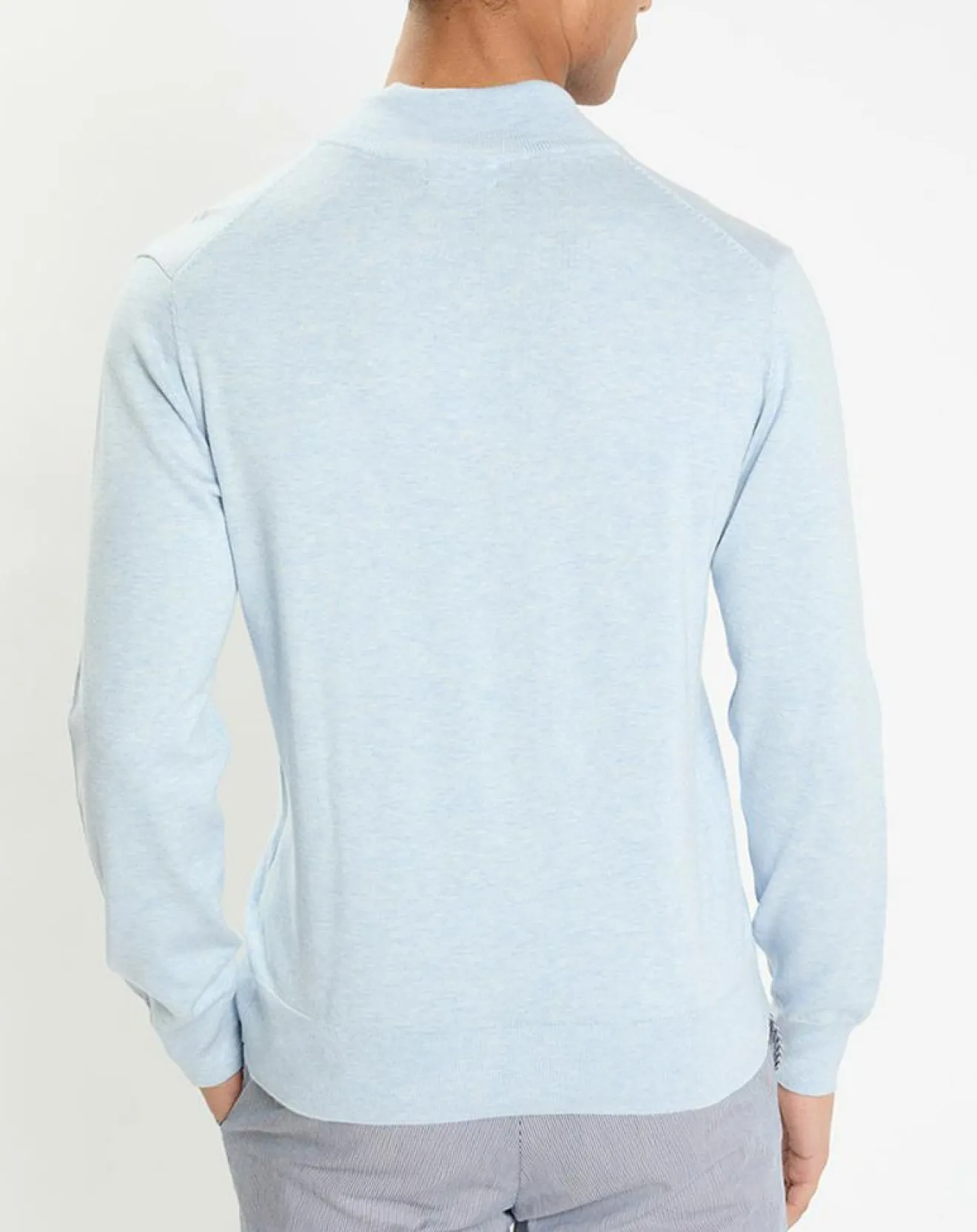 Homme Hackett London Pull en Coton & Soie col camionneur bleu moyen