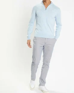 Homme Hackett London Pull en Coton & Soie col camionneur bleu moyen