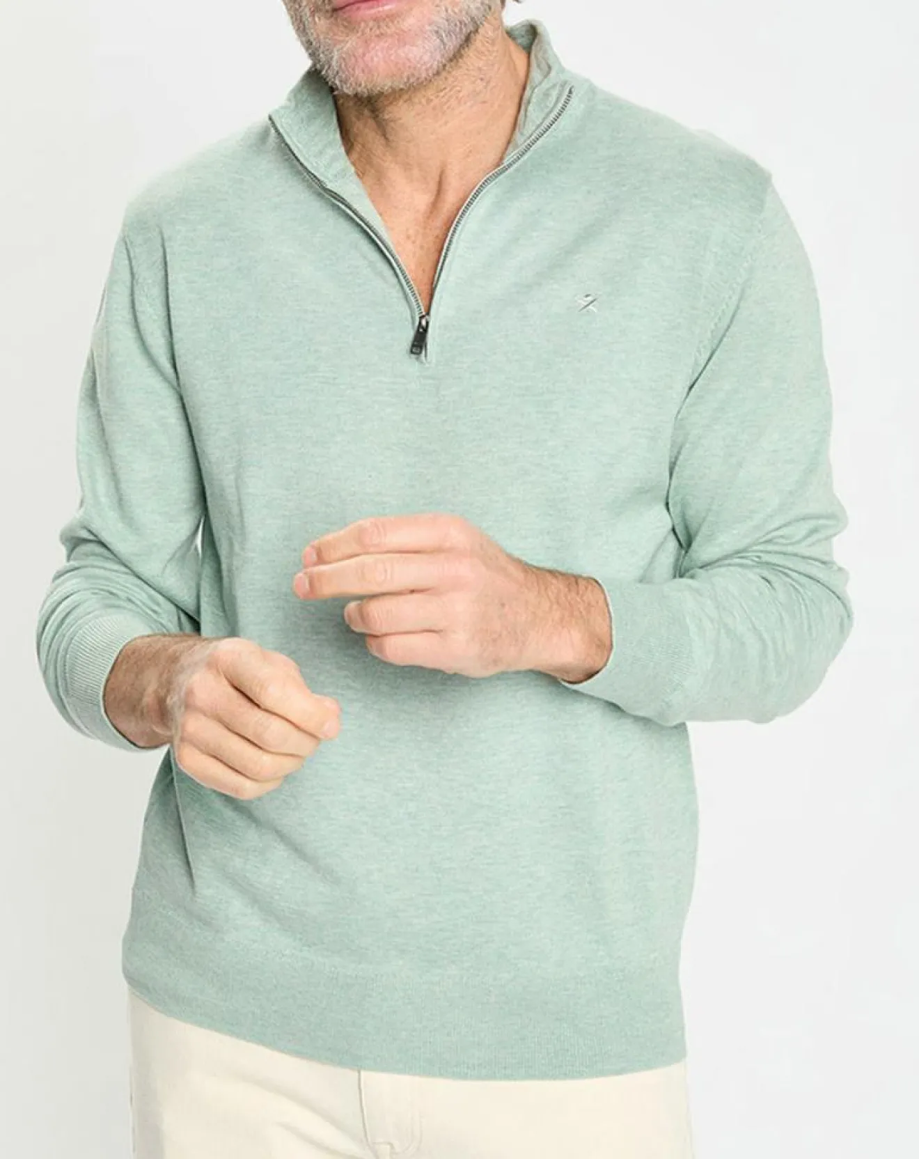 Homme Hackett London Pull en Coton & Soie col camionneur vert moyen