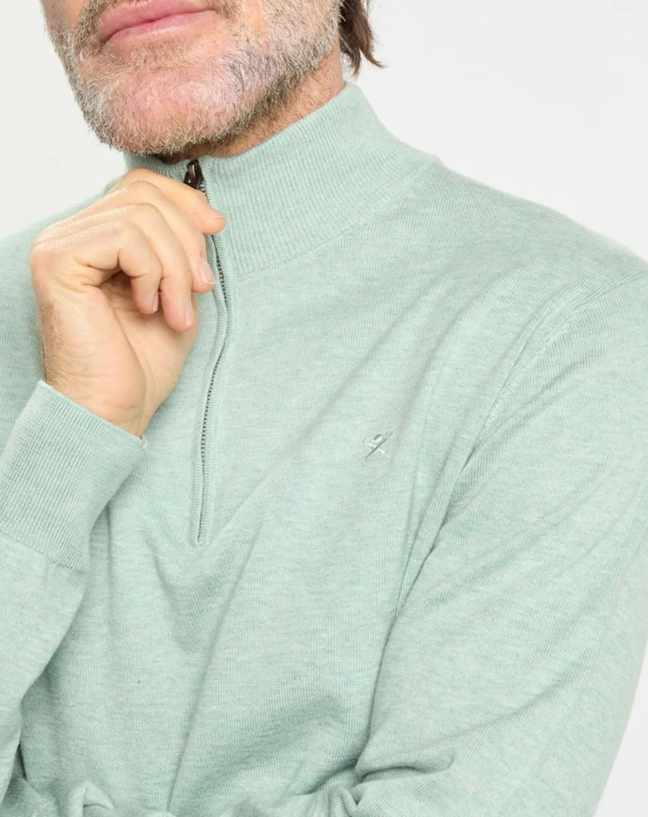 Homme Hackett London Pull en Coton & Soie col camionneur vert moyen