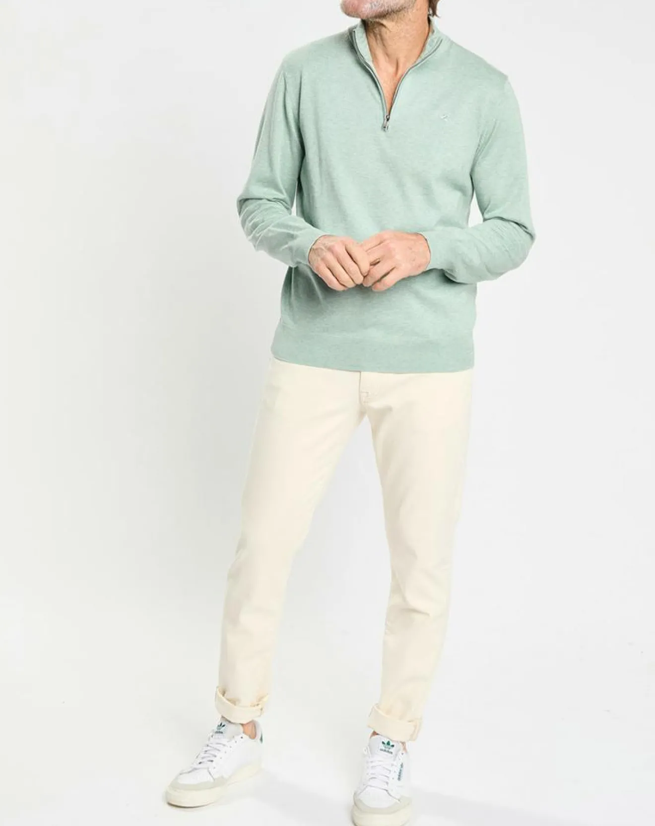 Homme Hackett London Pull en Coton & Soie col camionneur vert moyen