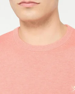 Best Hackett London Pull en Coton & Soie col rond rose moyen