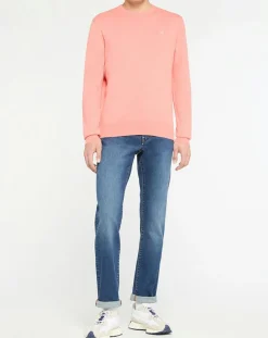 Best Hackett London Pull en Coton & Soie col rond rose moyen