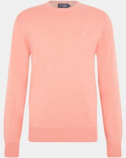 Best Hackett London Pull en Coton & Soie col rond rose moyen