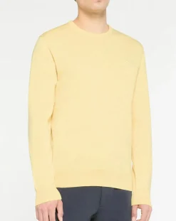 Homme Hackett London Pull en Coton & Soie col rond jaune