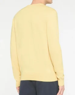 Homme Hackett London Pull en Coton & Soie col rond jaune