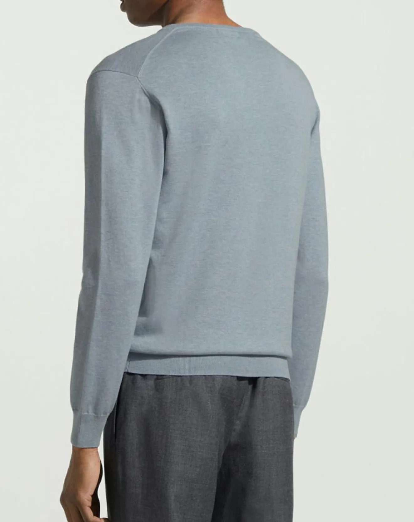 Homme Hackett London Pull en Coton & Soie col V bleu moyen chiné