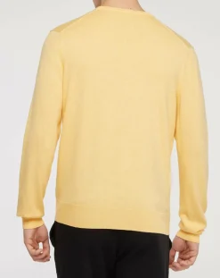 Online Hackett London Pull en Coton & Soie col V jaune