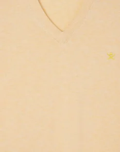 Homme Hackett London Pull en Coton & Soie col V jaune chiné