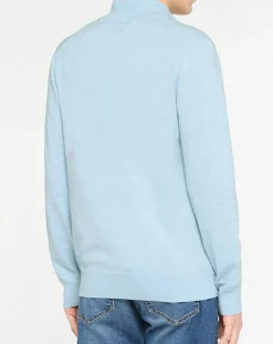 Homme Hackett London Pull en Coton & Soie zippé bleu ciel