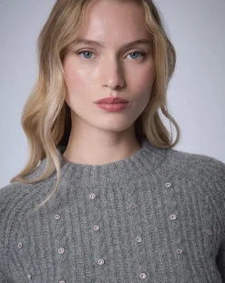 Best Manoush Pull en Laine & Alpaga mélangés Torsade gris