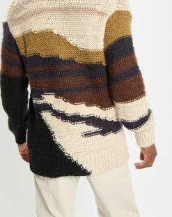 Outlet Marc O'Polo Pull en Laine & Alpaga mélangés jacquard Paysage chocolat