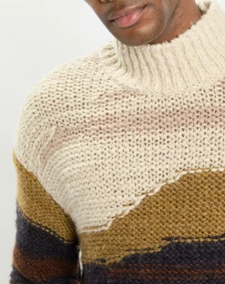 Outlet Marc O'Polo Pull en Laine & Alpaga mélangés jacquard Paysage chocolat