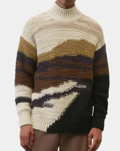 Outlet Marc O'Polo Pull en Laine & Alpaga mélangés jacquard Paysage chocolat