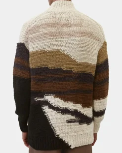 Outlet Marc O'Polo Pull en Laine & Alpaga mélangés jacquard Paysage chocolat