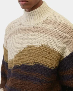 Outlet Marc O'Polo Pull en Laine & Alpaga mélangés jacquard Paysage chocolat