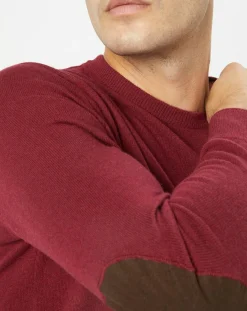 Homme Hackett London Pull en Laine & Cachemire mélangés col rond bordeaux