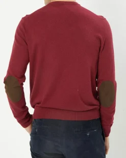 Homme Hackett London Pull en Laine & Cachemire mélangés col rond bordeaux