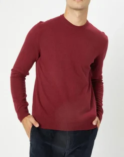 Homme Hackett London Pull en Laine & Cachemire mélangés col rond bordeaux
