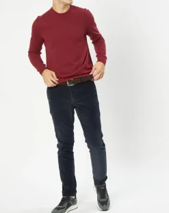 Homme Hackett London Pull en Laine & Cachemire mélangés col rond bordeaux