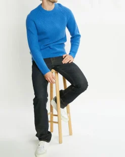 Homme Galeries Lafayette Pull en Laine & Cachemire Noterond col rond bleu