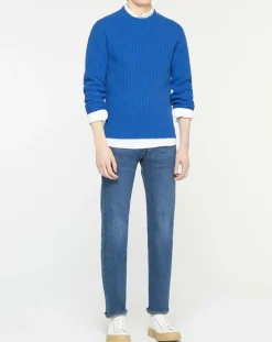 Homme Galeries Lafayette Pull en Laine & Cachemire Noterond col rond bleu