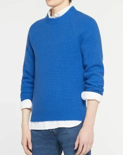 Homme Galeries Lafayette Pull en Laine & Cachemire Noterond col rond bleu
