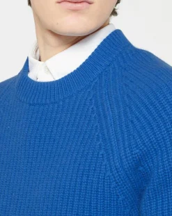 Homme Galeries Lafayette Pull en Laine & Cachemire Noterond col rond bleu