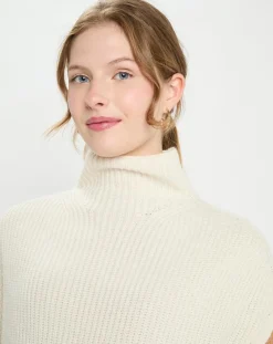 Femme Galeries Lafayette Pull en Laine & Cachemire col montant Shanghai écru