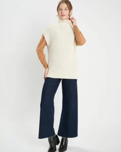 Femme Galeries Lafayette Pull en Laine & Cachemire col montant Shanghai écru