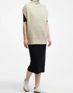 Femme Galeries Lafayette Pull en Laine & Cachemire col montant Shanghai écru