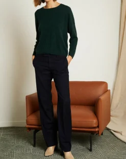 Miss Cashmere Pull en Laine & Cachemire Clémence Col rond vert foret