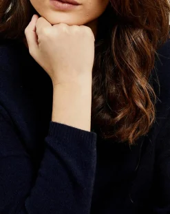 Discount Miss Cashmere Pull en Laine & Cachemire Clémence Col rond bleu marine