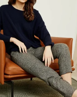 Discount Miss Cashmere Pull en Laine & Cachemire Clémence Col rond bleu marine